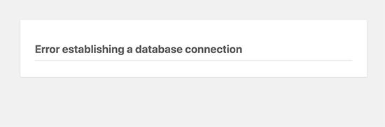 Error Establishing a Database Connection