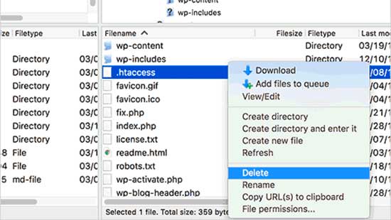 delete .htaccess file