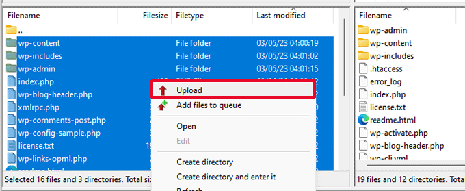 upload core files